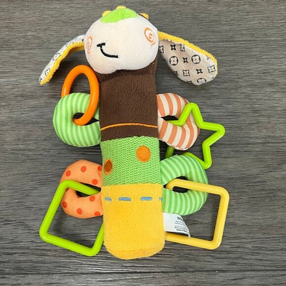 Nuby Brown Puppy Dog Rattle Teether Plush - Picture 3 of 5